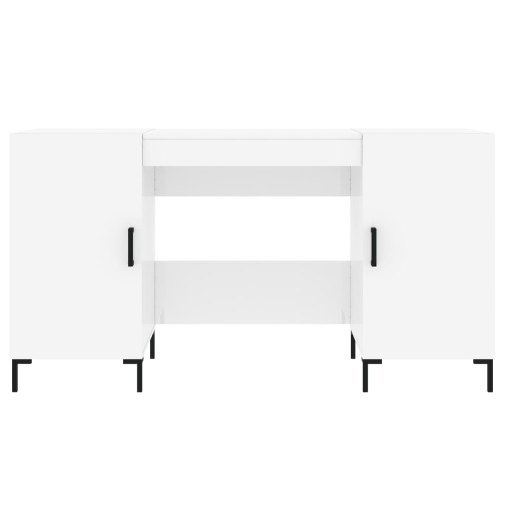 Desk High Gloss White 140x50x75 cm Engineered Wood